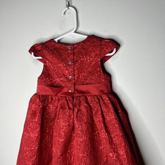 Camilla Dress Girls Toddler 3T Red Rhinestone‎ Valentines Day Textured Holiday - Picture 6 of 8